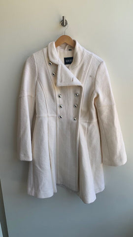 Pre-Owned Guess Vanilla Double Breasted Wool-Blend Peacoat - SIze Medium