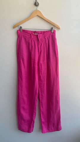 Pre-Owned Gina Tricot Pink Linen Trousers- Size Small