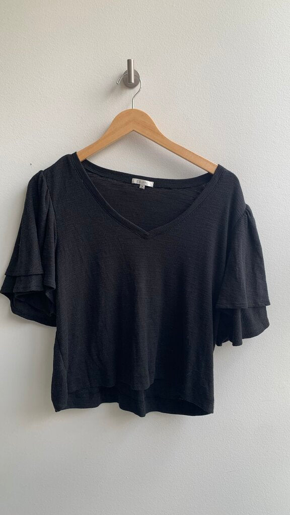 Pre-Owned Z Supply Black Double Layer Sleeve Top - Size Medium