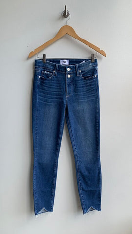 Pre-Owned Paige Dark Wash Raw Hem Skinny Jeans - Size 27