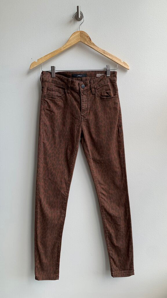 Pre-Owned Mavi Brown Cheetah Print 'Alissa' High Rise Skinny Jeans - Size Small (Estimated)