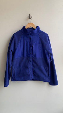 Pre-Owned Gap Fit Blue Snap Front Fleecy Jacket - Size Small Tall