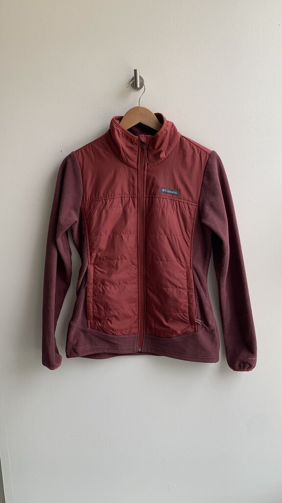 Pre-Owned Columbia Red Nylon/Fleece Zip Front Jacket - SIze Small