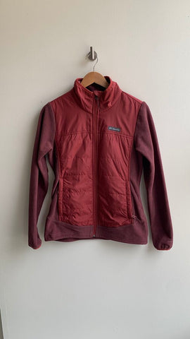 Pre-Owned Columbia Red Nylon/Fleece Zip Front Jacket - SIze Small