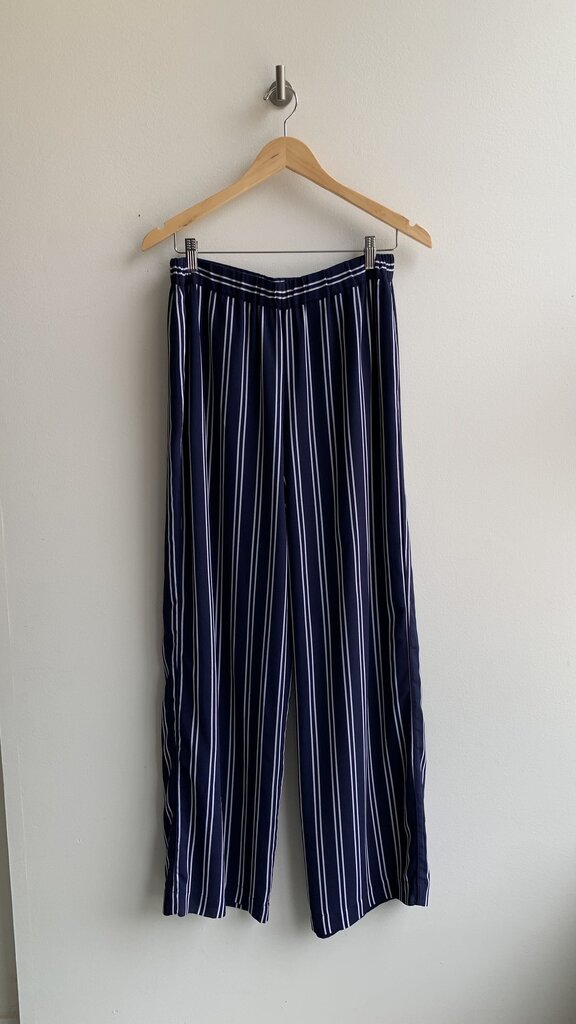 Pre-Owned Michael Kors Blue/White Pinstripe Wide Leg Pants - Size Medium