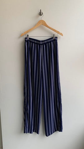 Pre-Owned Michael Kors Blue/White Pinstripe Wide Leg Pants - Size Medium