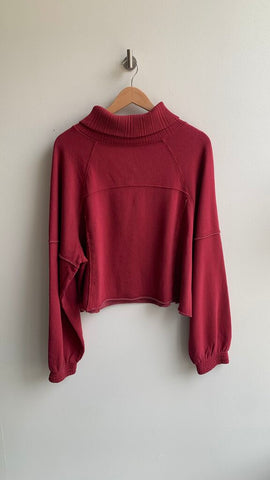 Pre-Owned Aerie Red Cowl Neck Reverse Seam Sweatshirt (NWT) - Size Medium