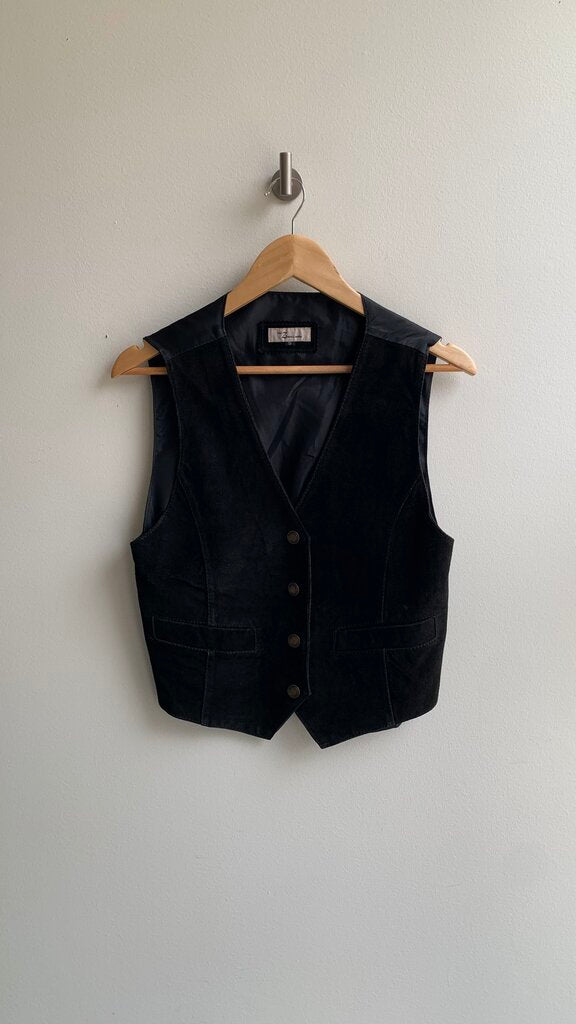 Pre-Owned Cuir Zebra Leather Snap Front Vest - Size Small