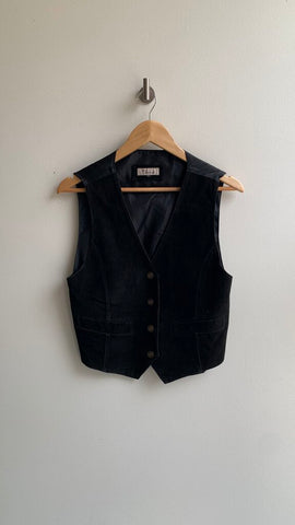 Pre-Owned Cuir Zebra Leather Snap Front Vest - Size Small