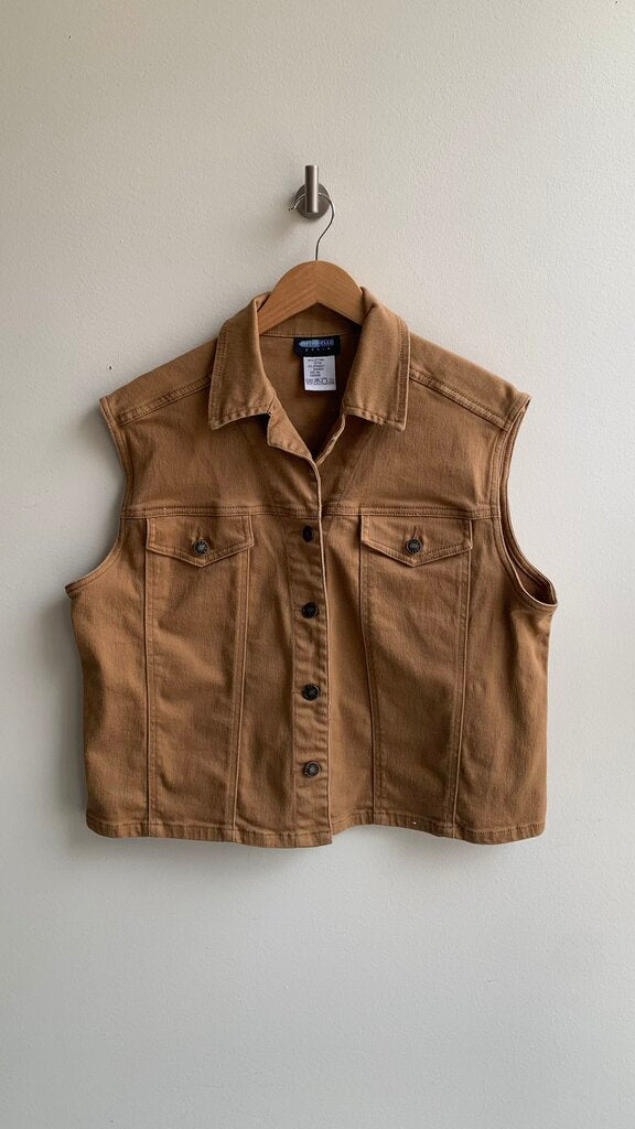 Pre-Owned Optionelle Brown Denim Vest - Size 4