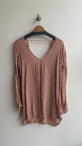 Pre-Owned Faithfull the Brand Red/White Stripe Long Sleeve Low Back Dress/Tunic- Size 4