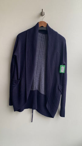 Pre-Owned Lululemon Heathered Navy Cocoon Cinch Back Pockets Cardigan- Size Medium (Estimated)