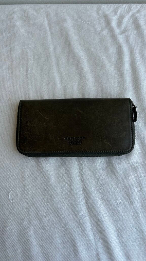 Pre-Owned Otto Angelino Green Zip Top Wallet