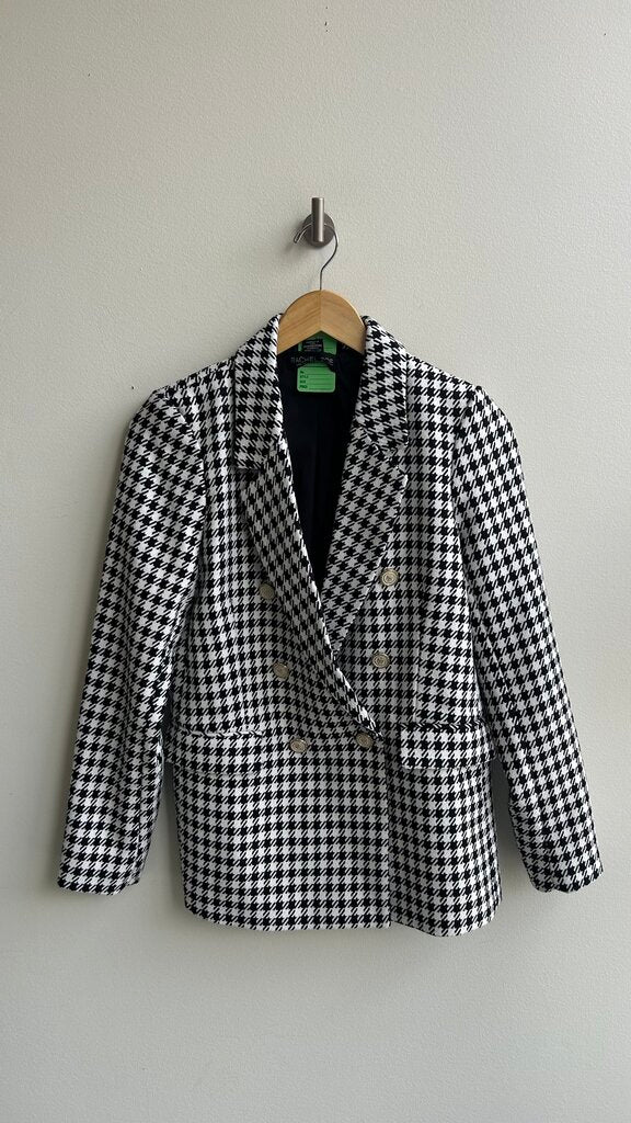Pre-Owned Rachel Zoe Black/White Houndstooth Check Print Blazer - Size Small