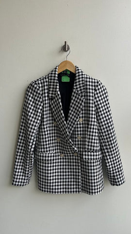 Pre-Owned Rachel Zoe Black/White Houndstooth Check Print Blazer - Size Small