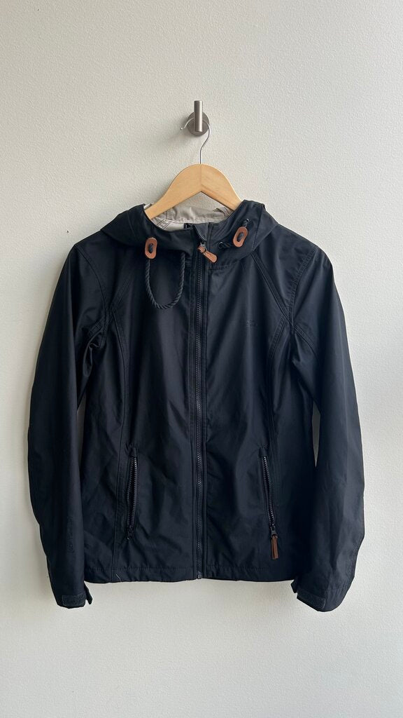 Pre-Owned Mountain Warehouse Black Hooded Shell Jacket- Size 6