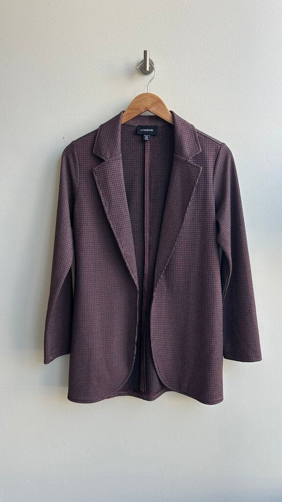 Pre-Owned Le Cheateau Burgundy Check Print Blazer - Size X-Small