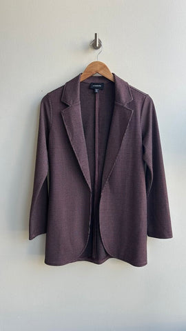 Pre-Owned Le Cheateau Burgundy Check Print Blazer - Size X-Small