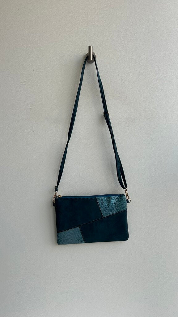 Pre-Owned Dark Teal Shiny Croc Patch Crossbody