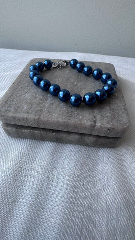 Pre-Owned Fifth Avenue Collection Navy Large Beaded Bracelet