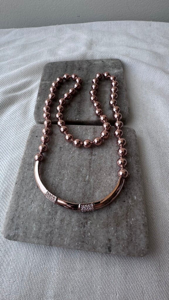 Pre-Owned Butler Rose Gold Beaded Curved Bottom Necklace
