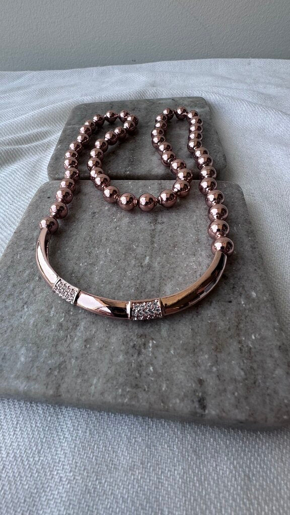 Pre-Owned Butler Rose Gold Beaded Curved Bottom Necklace