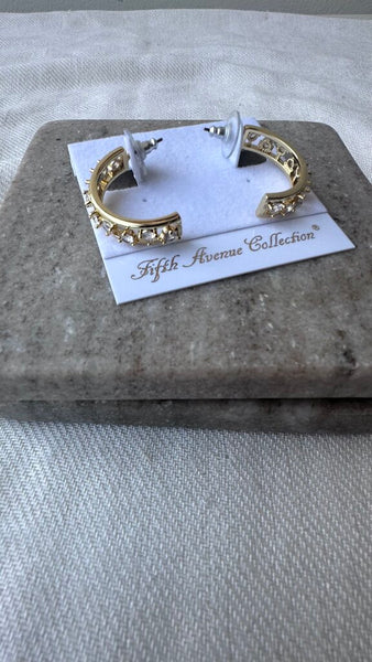 Pre-Owned Fifth Avenue Gold CZ C-Stud Earrings