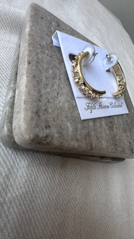 Pre-Owned Fifth Avenue Gold CZ C-Stud Earrings