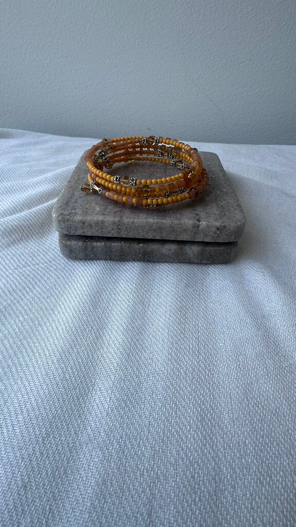 Pre-Owned Orange Beaded Wrap Braclet