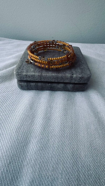 Pre-Owned Orange Beaded Wrap Braclet