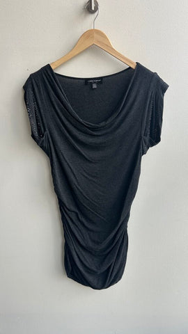 Pre-Owned Cable & Gauge Charcoal Cowl Neck Sleeveless Beaded Tunic Dress- Size Large