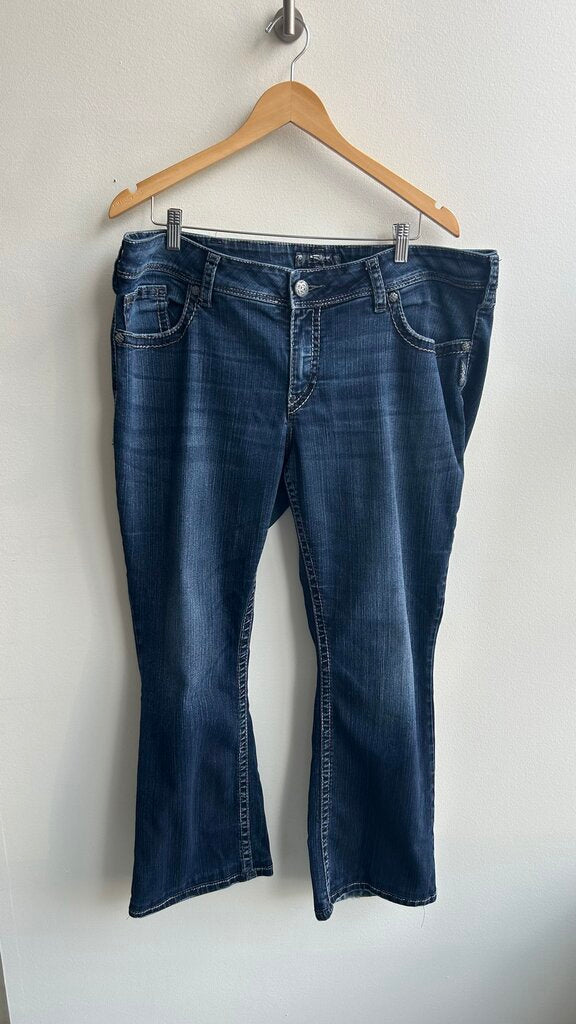 Pre-Owned Silver Dark Wash 'Suki' Jeans - Size 20