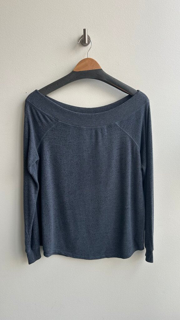 Pre-Owned Z Supply Slate Blue Off Shoulder Long Sleeve Sweater- Size Large