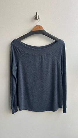 Pre-Owned Z Supply Slate Blue Off Shoulder Long Sleeve Sweater- Size Large