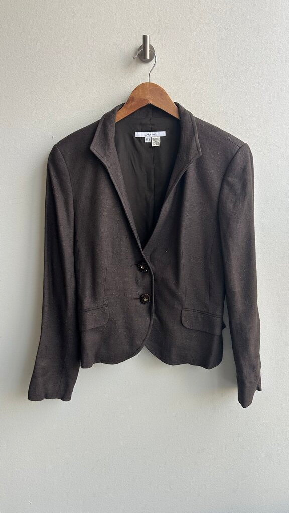 Pre-Owned Zara Brown Fitted Decal Button Blazer- Size 8
