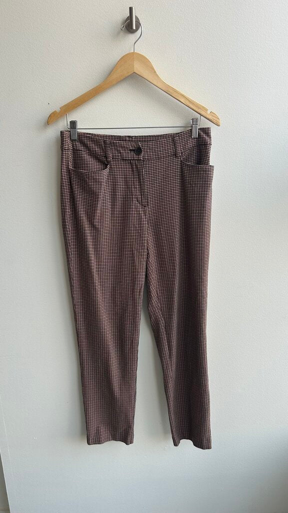 Pre-Owned Up! Brown/Black/Pink Plaid Dress Pants- Size 4