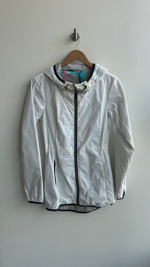 Pre-Owned Bench White Long Drawstring Waist Wind Jacket- Size X-Small