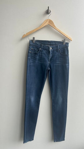 Pre-Owned 7 For All Mankind Medium Wash 'Skinny' Jeans- Size 26