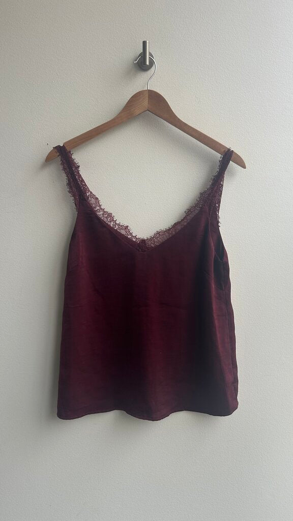 Pre-Owned Devoted Burgundy Lace Trim Camisole- Size Small