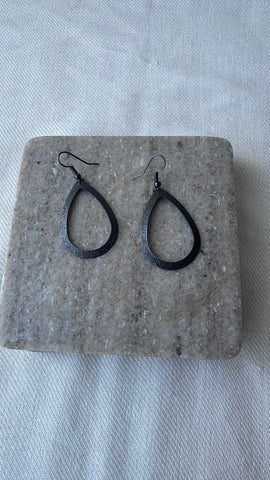 Pre-Owned Black Sparkle Teardrop Dangle Earring