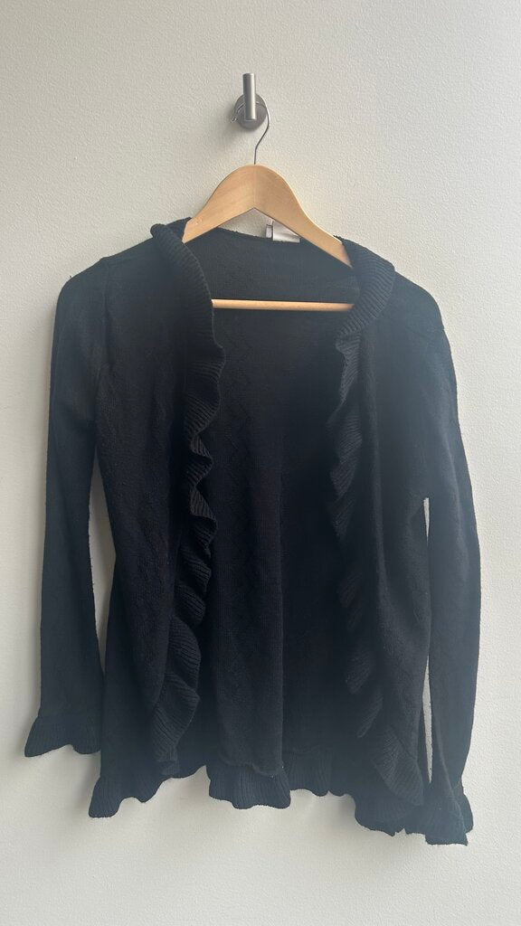 Pre-Owned N.W.D. Black Ruffle Trim Cardigan- Size Small