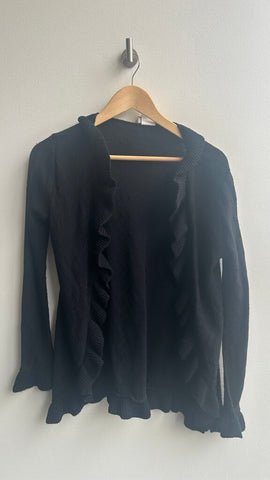 Pre-Owned N.W.D. Black Ruffle Trim Cardigan- Size Small