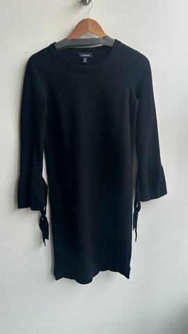 Pre-Owned Le Chateau Black Knit Long Sleeve Tie Up Dress- Size X-Small