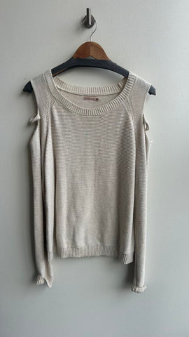 Pre-Owned Esqualo Cream Cold Shoulder Knit Sweater- Size Large