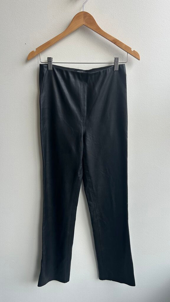 Pre-Owned Soaked in Luxury Black 'Kickflare' Stretch Waist Faux Leather Pant - Size Small