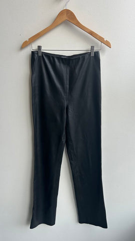 Pre-Owned Soaked in Luxury Black 'Kickflare' Stretch Waist Faux Leather Pant - Size Small