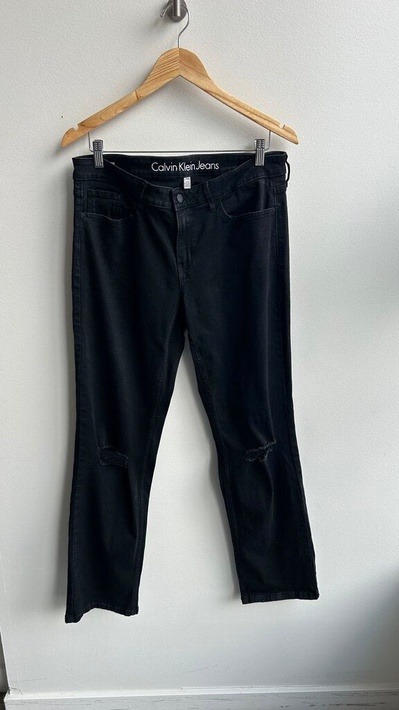 Pre-Owned Calvin Klein Jeans Black Straight Leg Jeans - Size 14