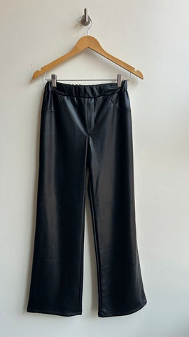 Pre-Owned Guess Black PU Leather High Waisted Wide Leg Pant (NWT)- Size 14
