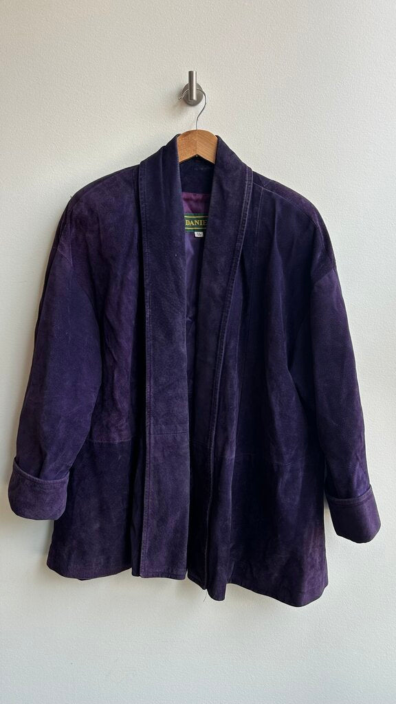 Pre-Owned Danier Purple Drape Oversized Leather Jacket- Size Small