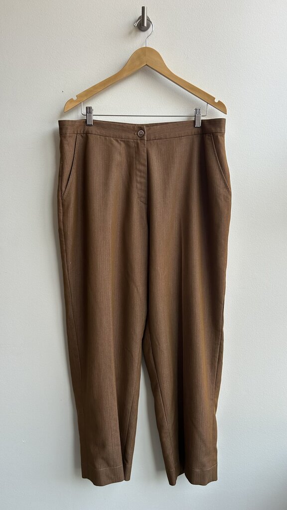 Pre-Owned Elegant Silk Brown Striped Dress Pants- Size X-Large (Estimated)